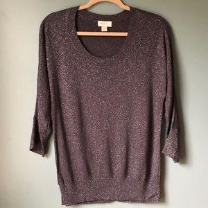 Loft Gray w Silver Sparkles Light Weight Sweater Size M